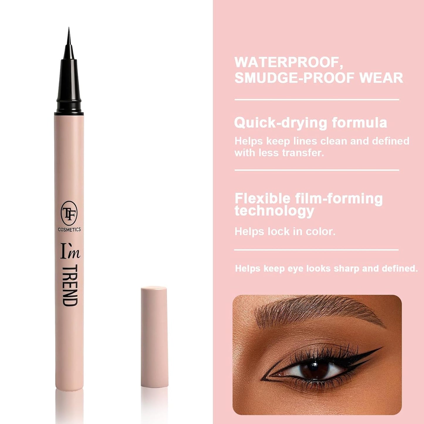 Vegan Waterproof Liquid Eyeliner Pen - Ultra Fine Tip for Precision Wing & Inner Corner | Quick-Dry, Smudge-Proof, 2-Pack Black