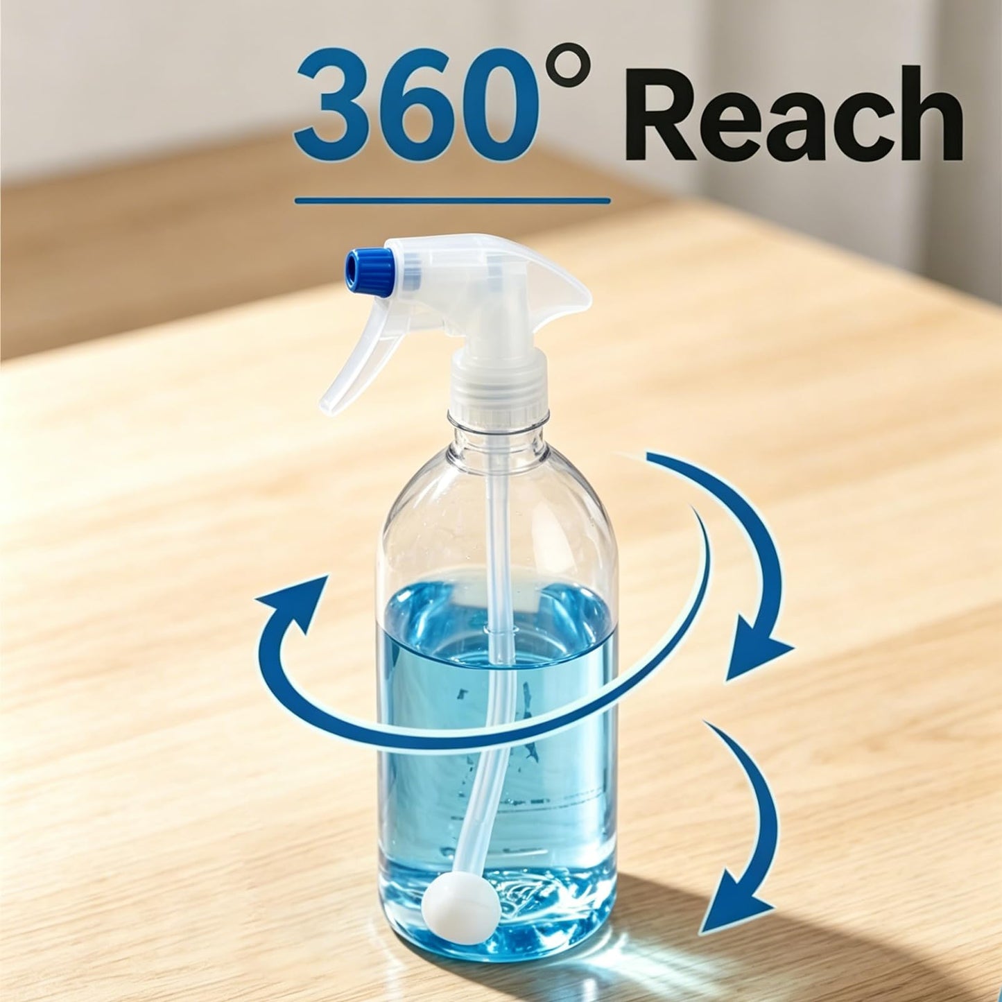 360°Spray Bottle Adapter Kit,Universal Fit Tilted Multi-Angle Sprayer,Weighted Tube Replacement with Flexible Hose,Upside Down Multi-Angle Sprayer Attachment for Cleaning, Garden, Kitchen & Auto (3)