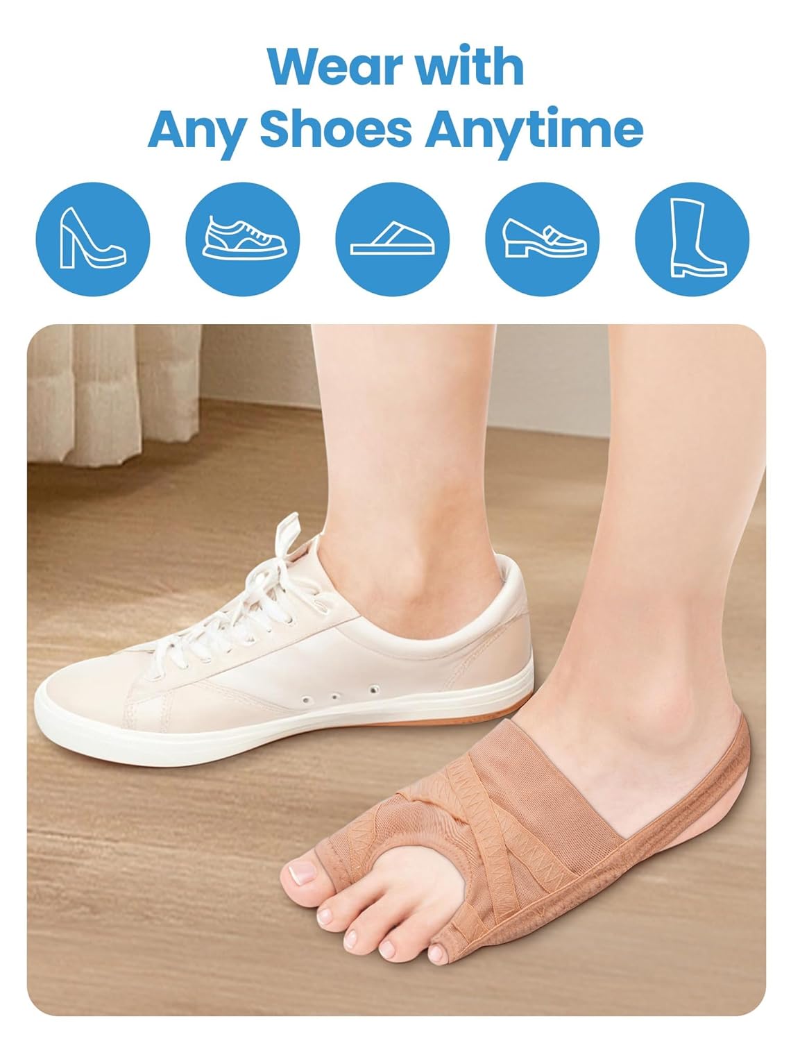 Bunion Corrector | Breathable Toe Straightener for Comfortable Relief - Adjustable for Day/Night Use (1 Pair)