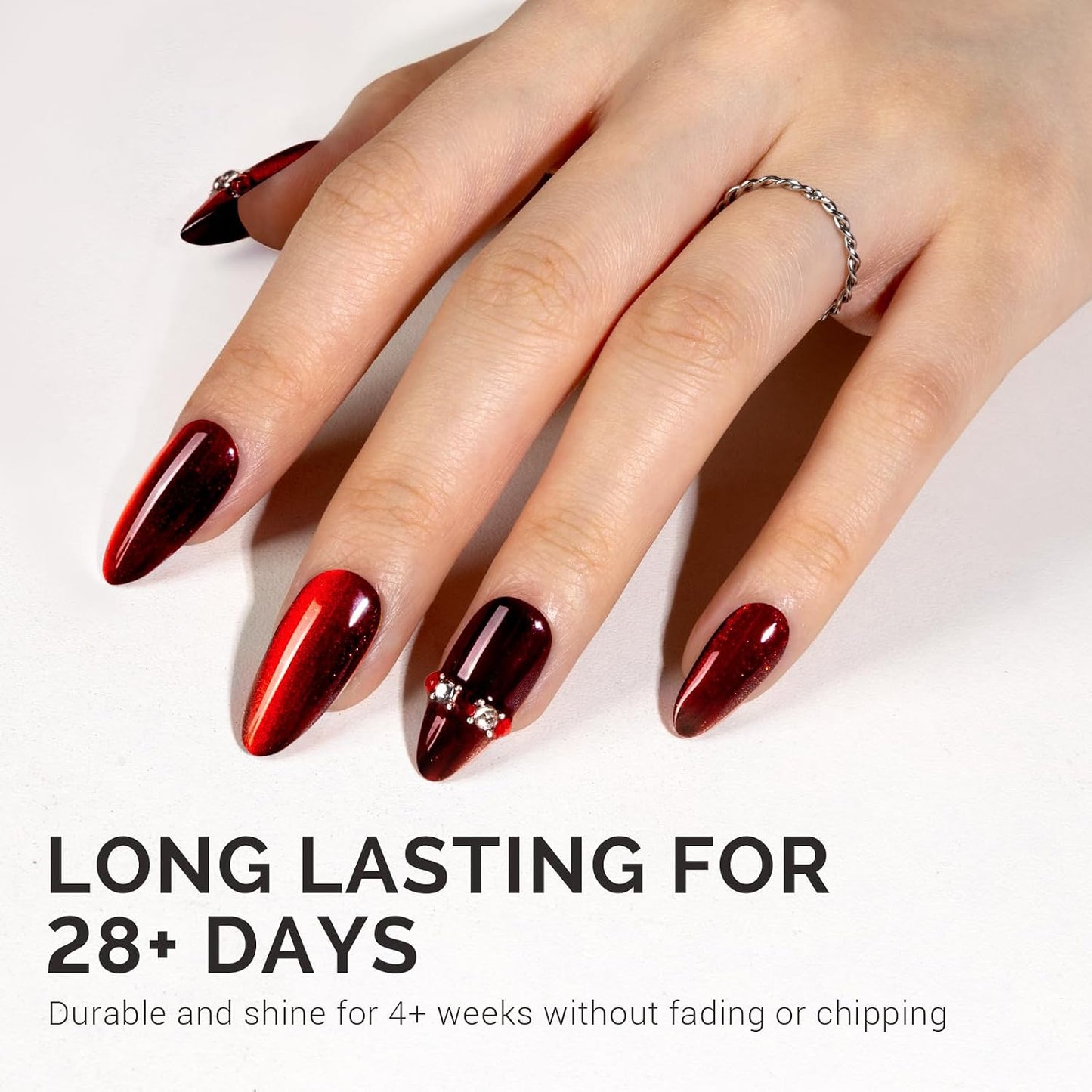 MelodySusie Cat Eye Gel Nail Polish - Burgundy Red Glitter Holographic | 0.5 Fl Oz UV Nail Art