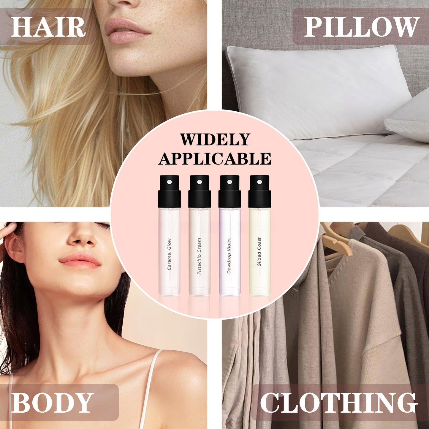Roseye 4Pcs Hair Perfume for Women, Long Lasting Fresh Scent, Mini Perfume Mist for Hair, Travel Size Perfume Set