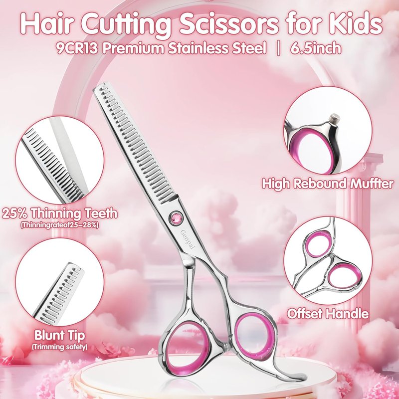Toddler Haircut Scissors Kit - 11-Piece Stainless Steel Hair Clippers for Kids | Professional Barber Grooming Tools