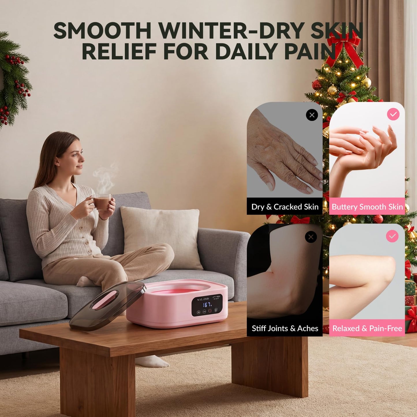 BAOSHISHAN Hand Wax Paraffin Machine, 3500ML Paraffin Wax Warmer with Auto-Timer & 113℉-167℉ Display Temperature Control, Paraffin Wax Machine for Hands for Skin Moisturizing Home Spa Beauty (5 Pack)