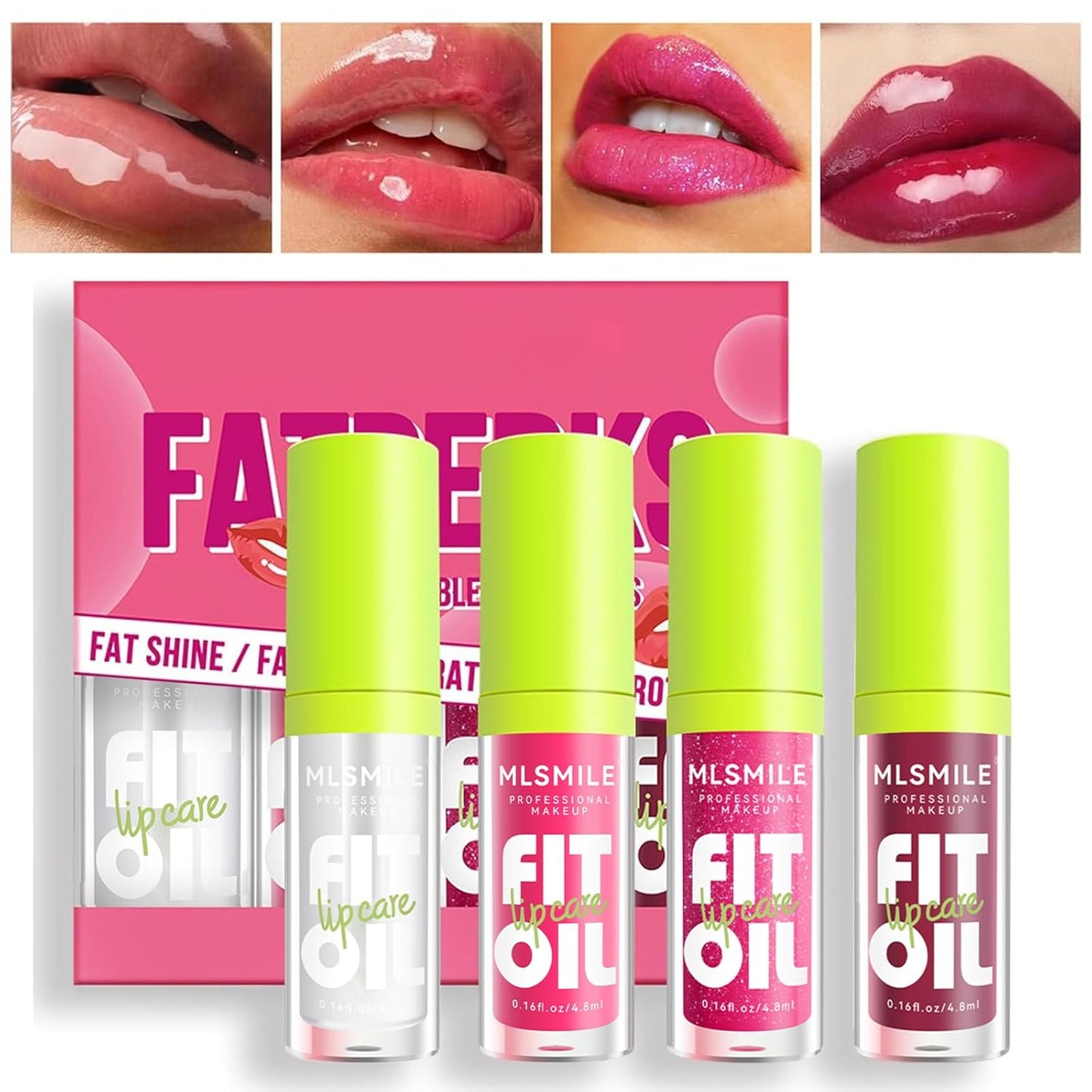 Hydrating Lip Glow Oil - Tinted Plumping Lip Gloss with Big Brush Head | 4 Colors Available