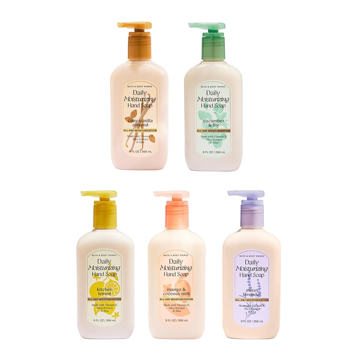 Daily Moisturizing Hand Soap - Shea & Aloe Infused Creamy Formula for Gentle Cleansing | 5 Fragrance Variety Pack
