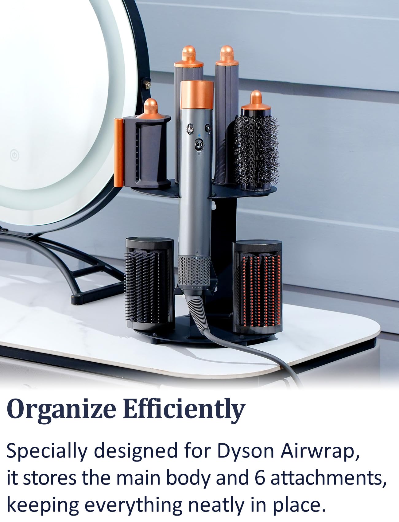 Nekuma Curling Iron Holder Attachments Compatible with Dyson Airwrap Organizer Stand on Desktop, Hair Wrap Storage Rack Accessories Wall Mounted for home / Bathroom