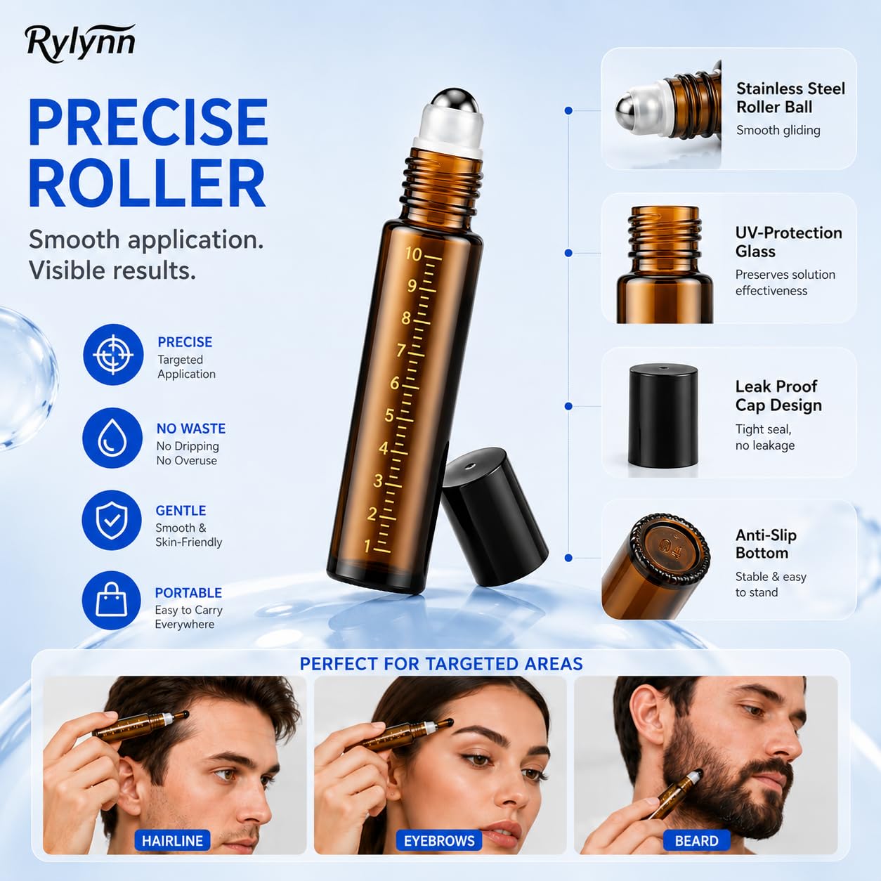 Minoxidil Applicator Brush Set - 7 in 1 Portable Kit for Hairline, Eyebrow & Beard Growth | Scalp Comb & Essential Oil Applicator