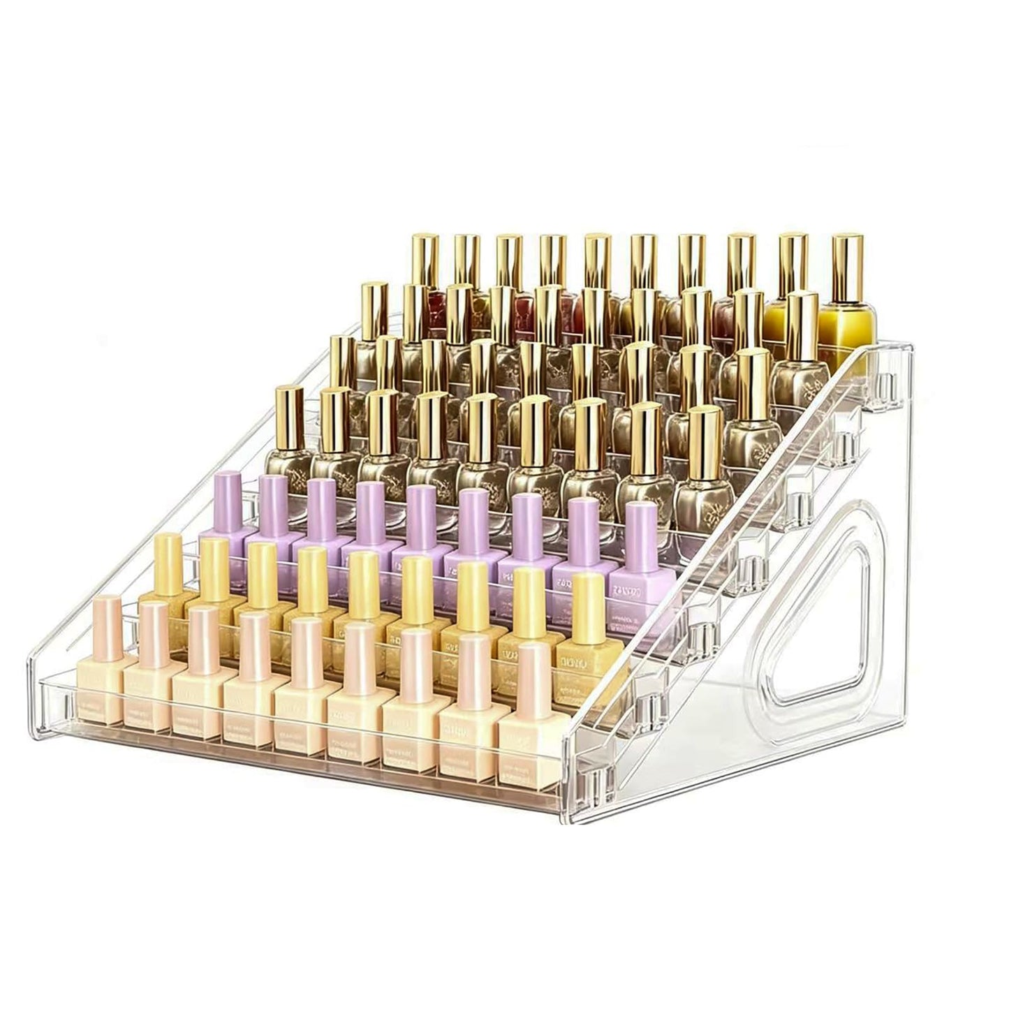 YICBOR Nail Polish Rack, 7 Layers Clear Plastic Nail Polish Storage Organizer Display, Freestanding Makeup Caddy for Sunglasses, Cosmetics (7 Layers)