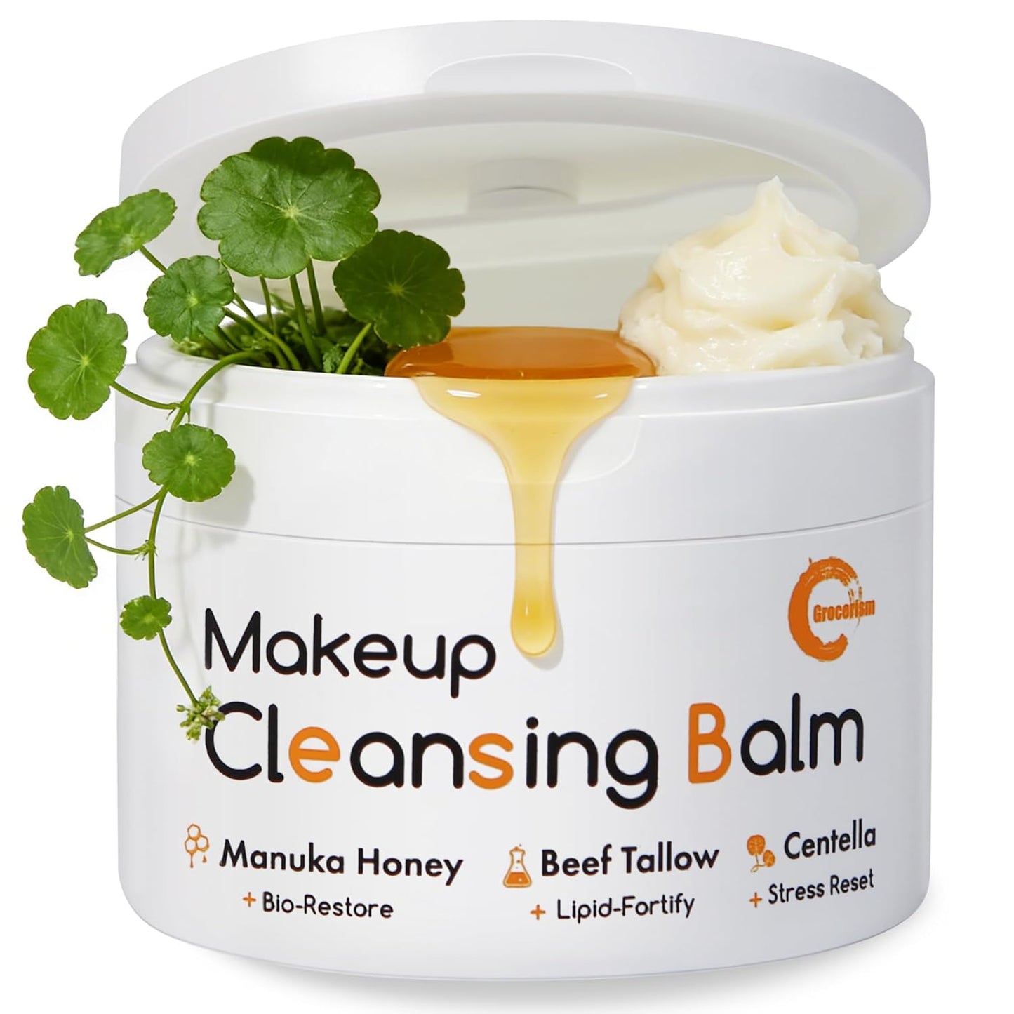 Cleansing Balm Makeup Remover - Manuka Honey & Tallow | Soothing Cica for Sensitive Skin, 3.53 Oz