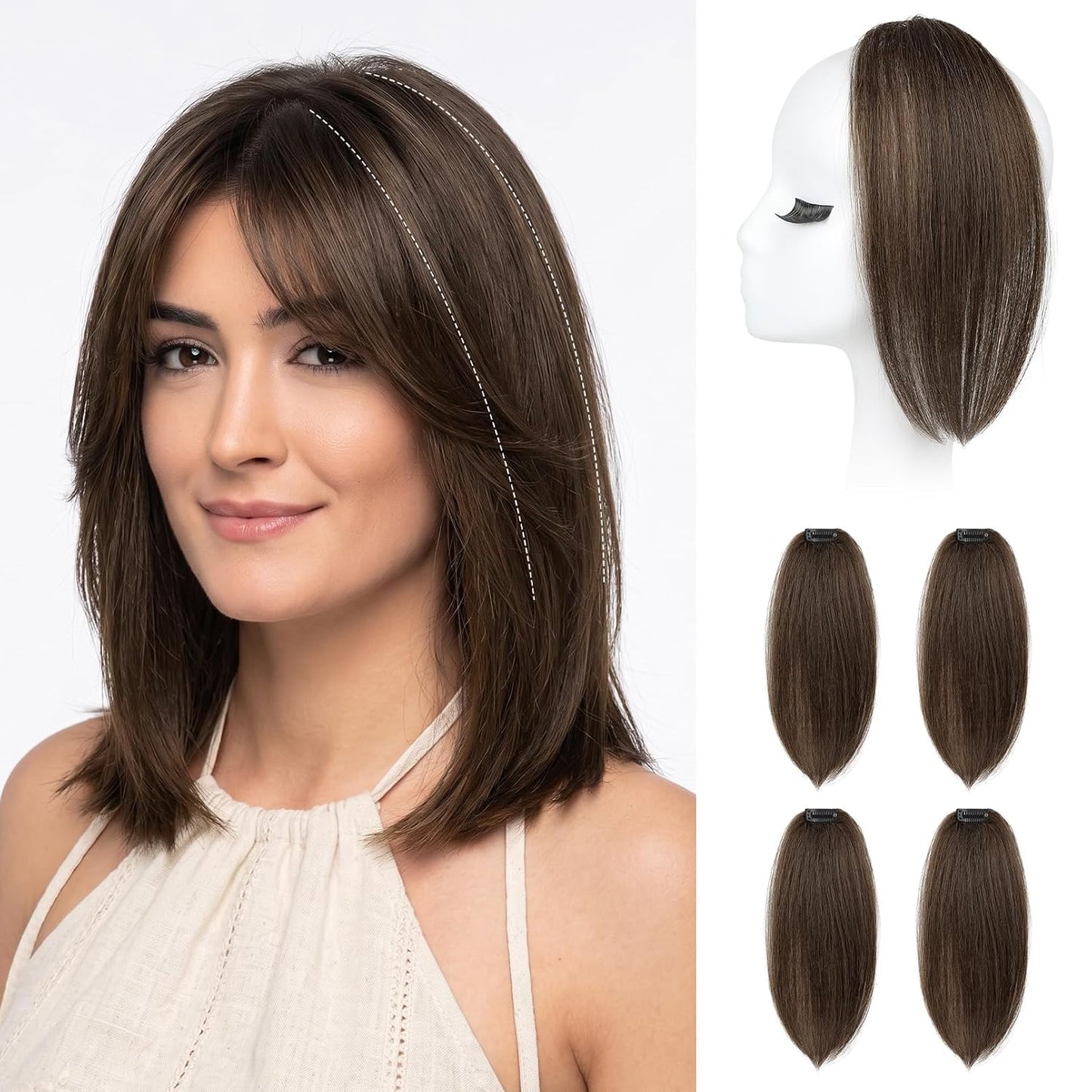 Clip In Hair Volumizer - 12 Inch Thick Hairpieces for Extra Volume | Off Black, 2PCS
