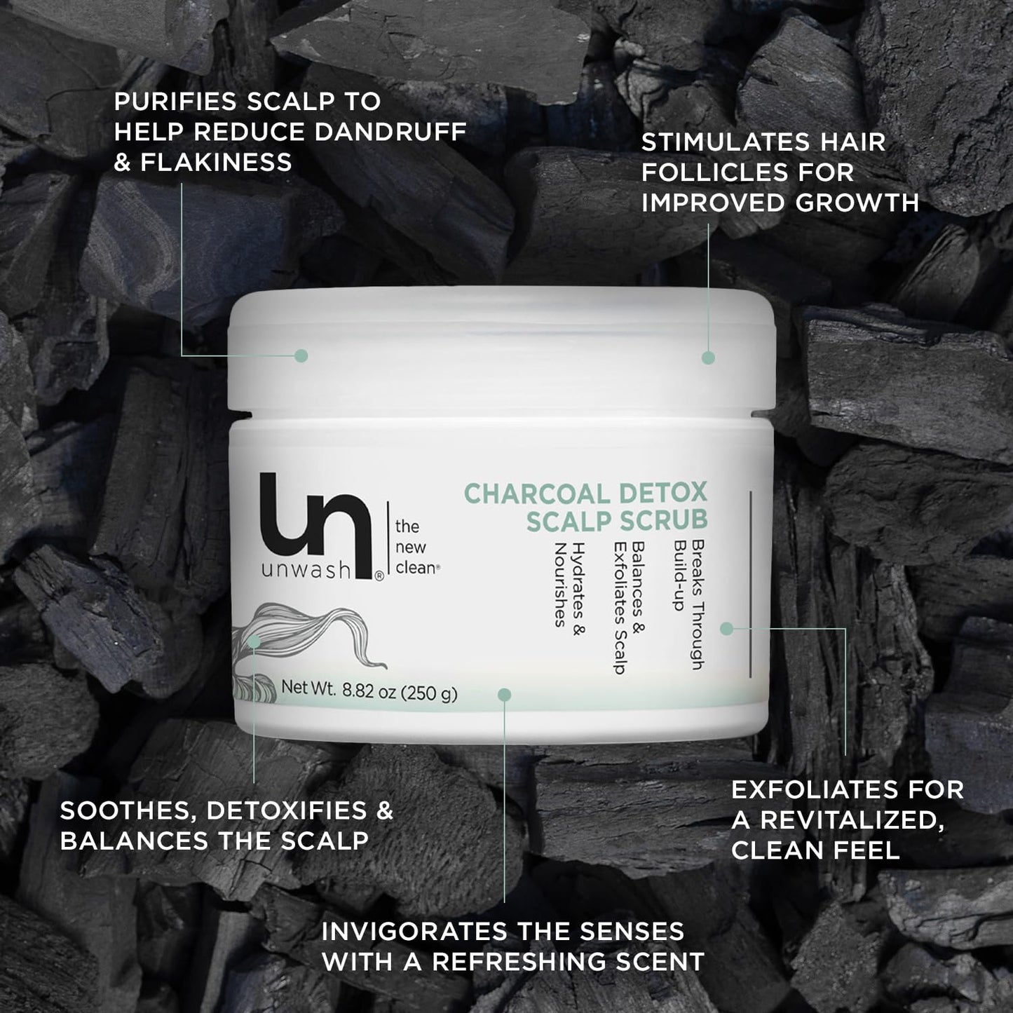 Charcoal Detox Scalp Scrub - Exfoliate & Rebalance Dry, Itchy Scalps | Paraben-Free, 8.82 oz