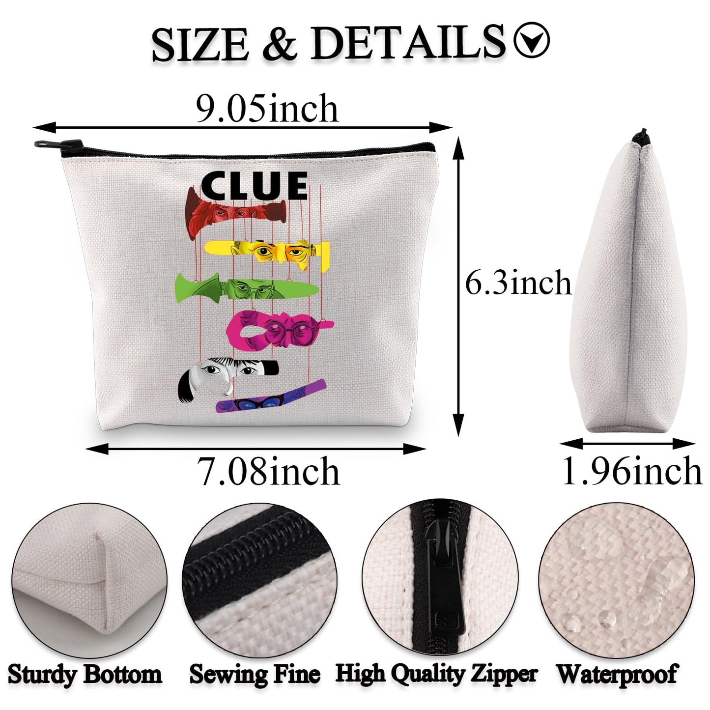 BDPWSS Horror Movie Themed Gifts Board Game Enthusiasts Gift Murder Mystery Gift crime shows Makeup Bag Weapon Gift (six clue bag)