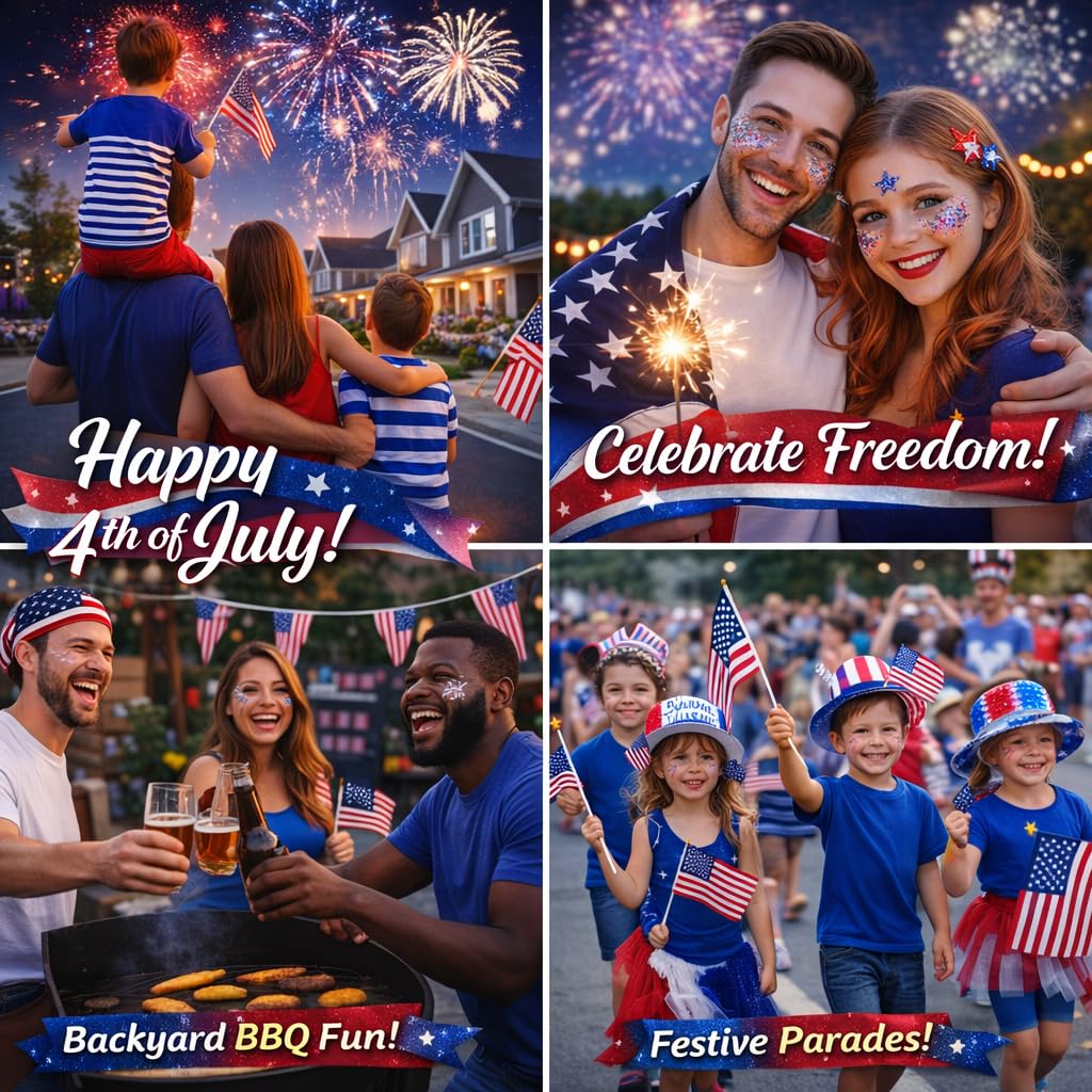 Patriotic Red White and Blue Face Hair Glitter Gel, 4th of July Accessories 100ml Sparkling Hair Body Glitter for Women Kids Makeup World Cup Team USA Independence Day Celebration(USA+USA)