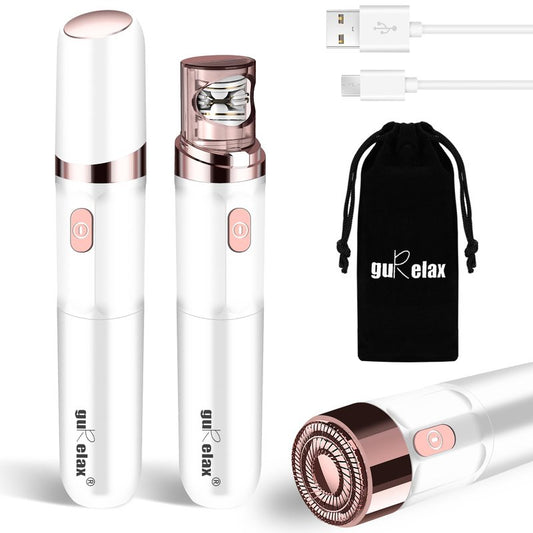 Hair Removal Epilator for Women, Gurelax Facial Epilator Hair Remover, Plucker for Face, Lip, 2-in-1 Epilation System, All Ages and Skin Types,with Brush, Pouch
