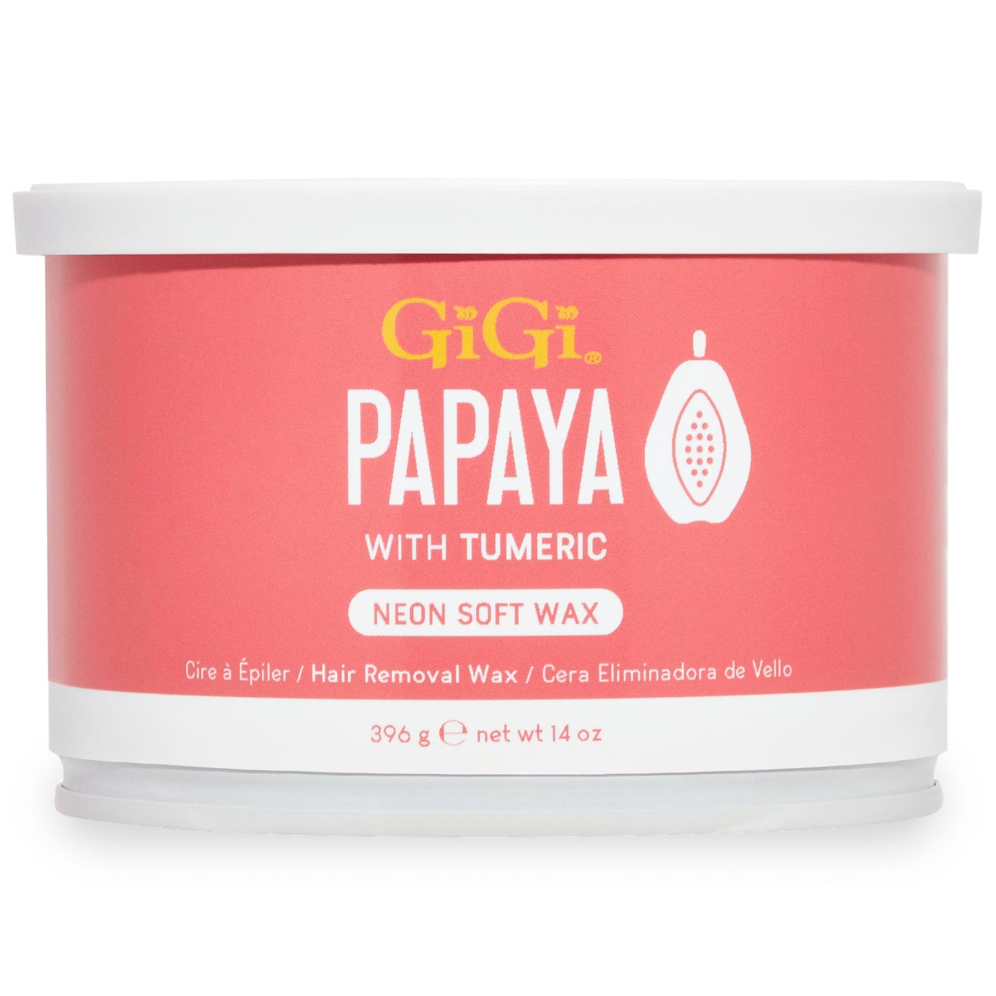 Gigi Neon Soft Wax, Papaya – Hair Removal Wax for Sensitive Skin & Body, Salon & At-Home Waxing for Women, 14 Oz