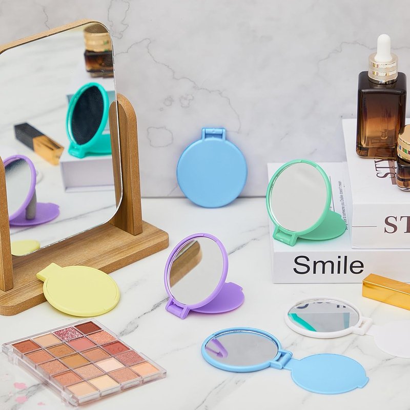 Mini Folding Pocket Mirrors - Compact Travel Makeup Mirrors for Purse | 80 Pcs in Macaron Colors