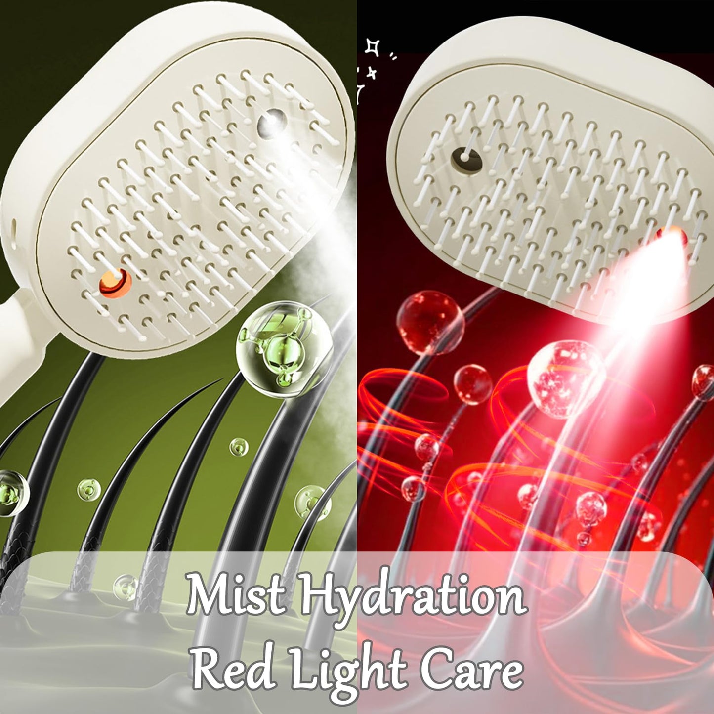 Electric Spray Air Cushion Massage Comb, 3-in-1 Rechargeable Steam Hair Brush with Water Mist, Self-Cleaning Anti-Tangle Air Cushion Comb, Anti-Frizz Hydrating Hair Brush for Dry Damaged Hair (Pink)