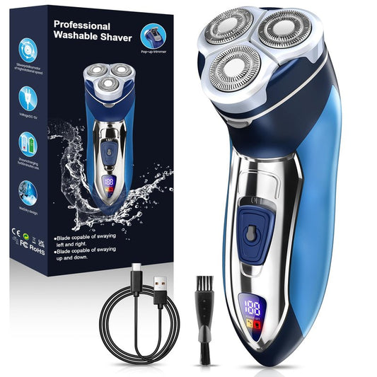 Electric Razor for Men, Rechargeable Electric Shavers for Men Face,LED Display,Wet/Dry Waterproof Men's Electric shavers, Cordless Razor with Pop Up Trimmer