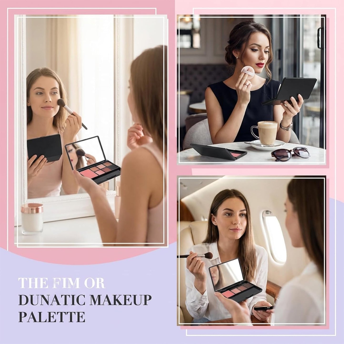 Magnetic Makeup Palette - 2Pcs Empty Eyeshadow & Blush Storage Box with Mirror | DIY Cosmetics (4.69" x 2.48")