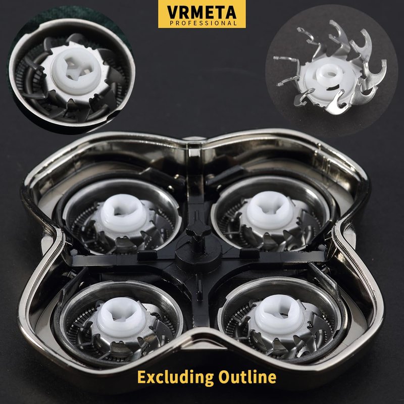VRMETA 4 PCS Shaver Head Replacement Blades for Skull Pitbull Carver PRO 4 Electric Razor Replacement heads (Black)