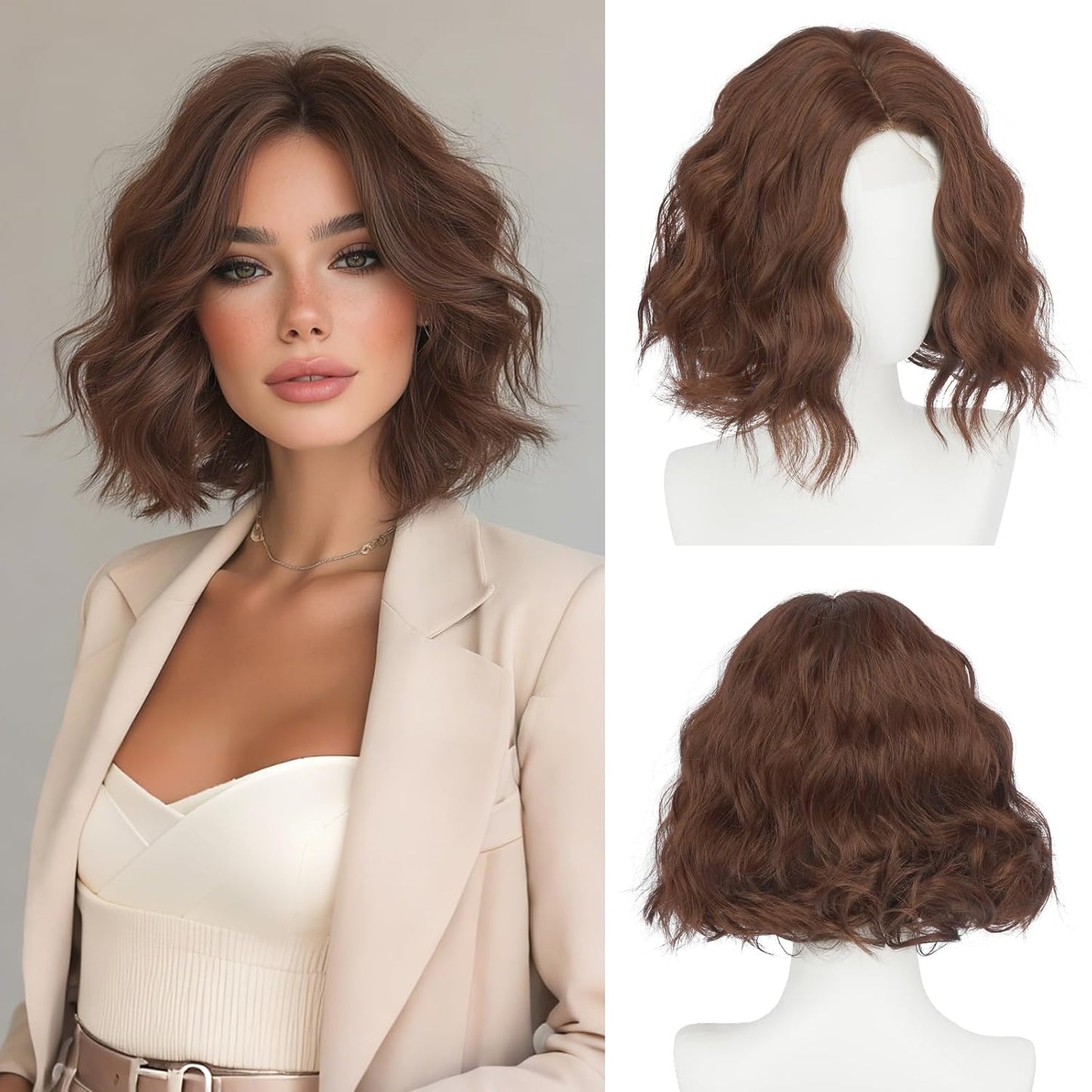 Purple Bob Wig for Women - Lace Front Short Soft Wavy Curly Synthetic Hair | 11 Inch Ombre Purple