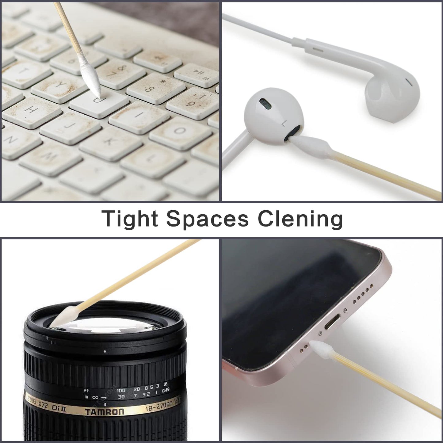 500 PCS 6-Inch Precision Gun Cleaning Swabs with Storage Case - Lint-Free Bamboo-Handle Long Cotton Swabs for Gun Cleaning, Makeup & Electronics