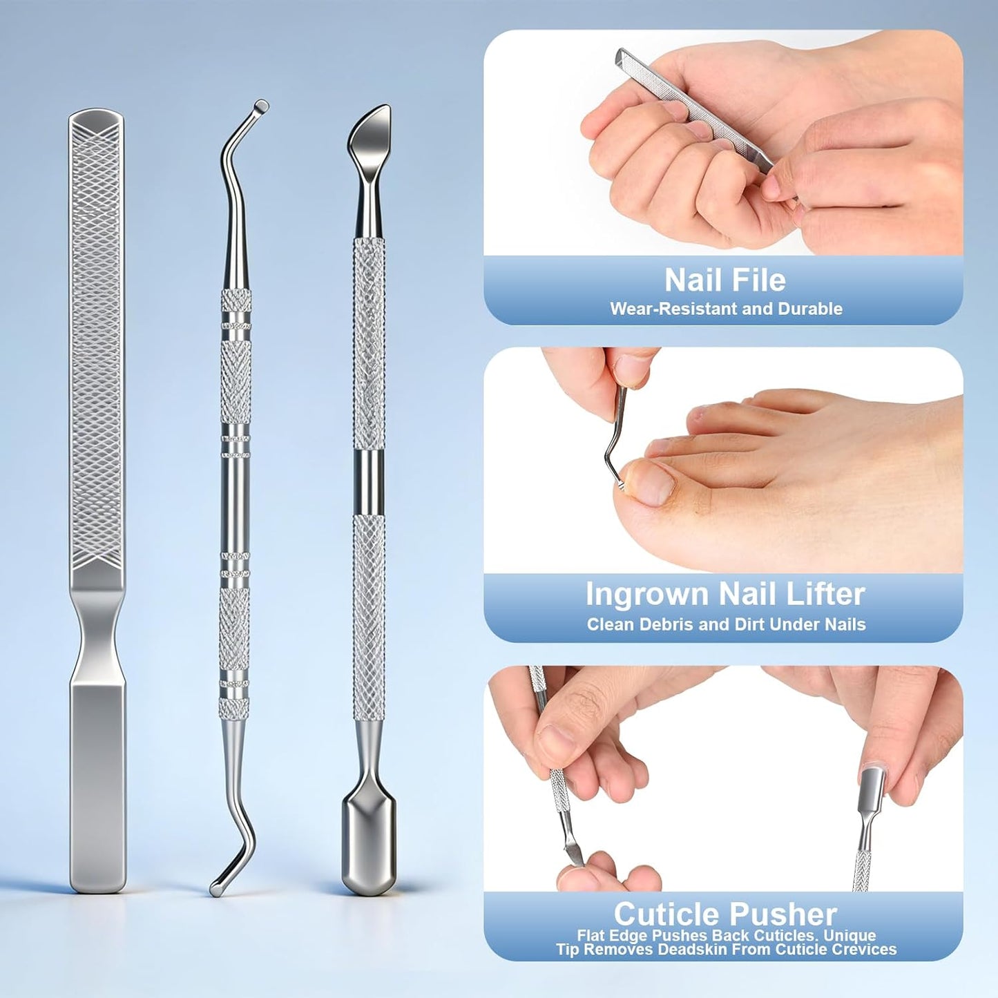 6-in-1 Toenail Clippers for Seniors - Heavy Duty Nail Cutter Set | 45° Angle for Ingrown Toenails, Arthritis Relief