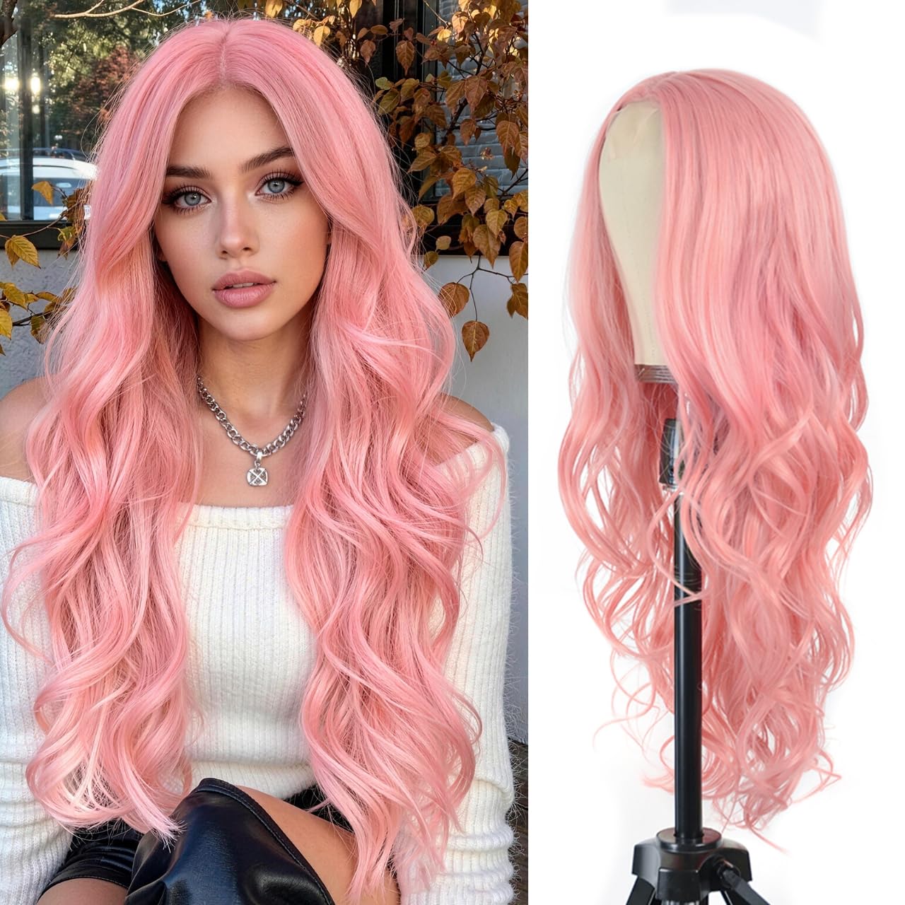 Long Wave Black Wig for Women - 26-Inch Heat Resistant Synthetic Hair | Natural Look for Daily Wear