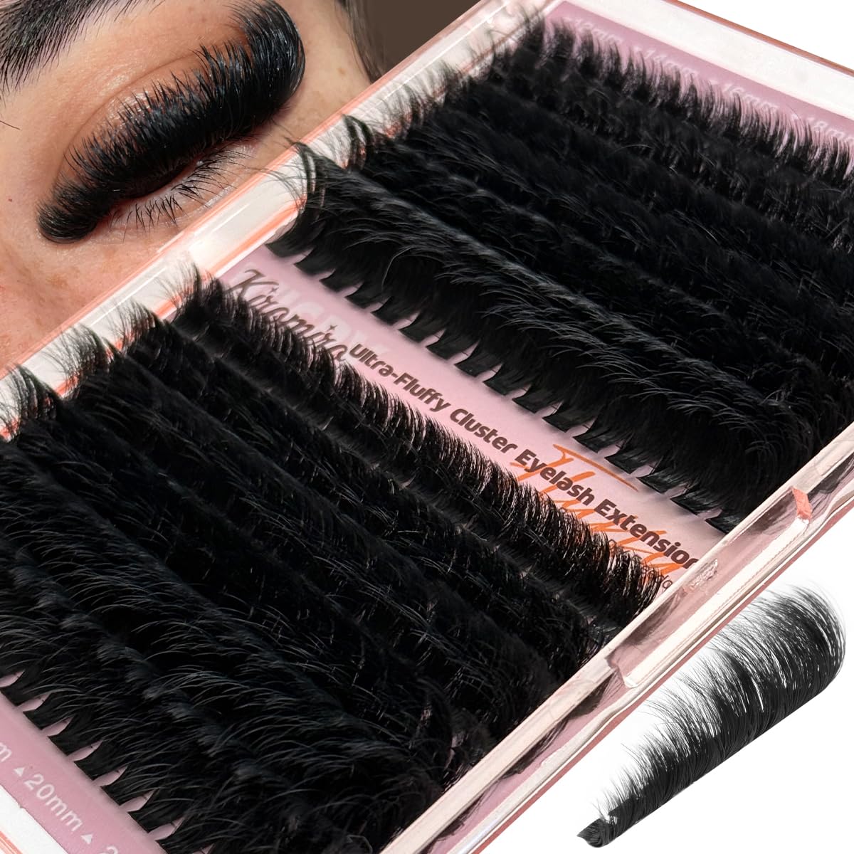 Fluffy Lash Clusters - Volume 8-20mm DIY Individual Lash Extensions | 216pcs 3D D Curl Eyelashes, Soft Thin Band for Full Look