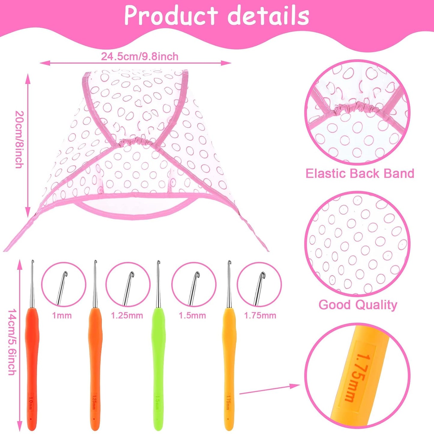 Highlight Hair Cap Set - 6 Pieces Salon Hair Coloring & Dyeing Tools with 4 Crochet Needles | Purple, Blue, Pink