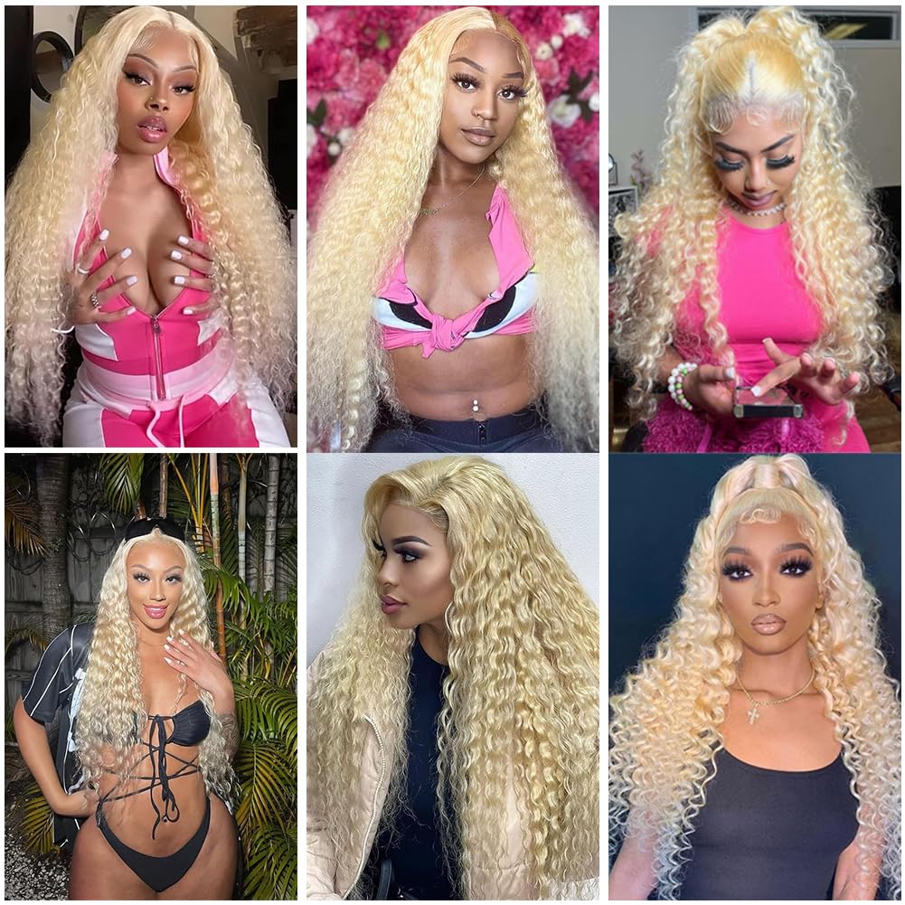 Blonde Bundles #613 Kinky Curly Bundle 24 26 28 Inch Unprocessed Virgin Soft and Silky #613 Bundle Hair Extensions 300g