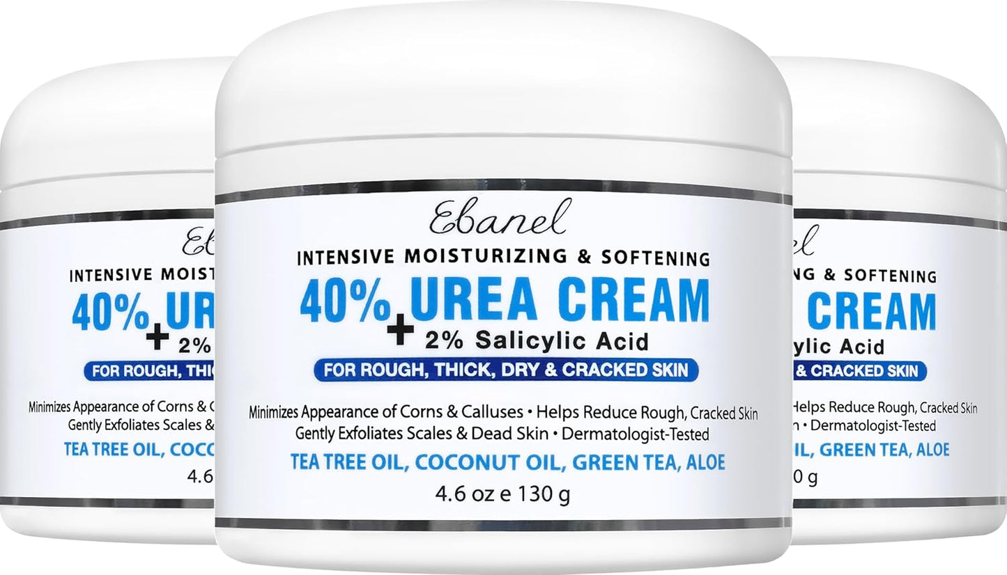 Ebanel Urea Cream 40% & Salicylic Acid 2% - Intensive Foot Cream for Dry, Cracked Heels & Skin Repair | 2-Pack
