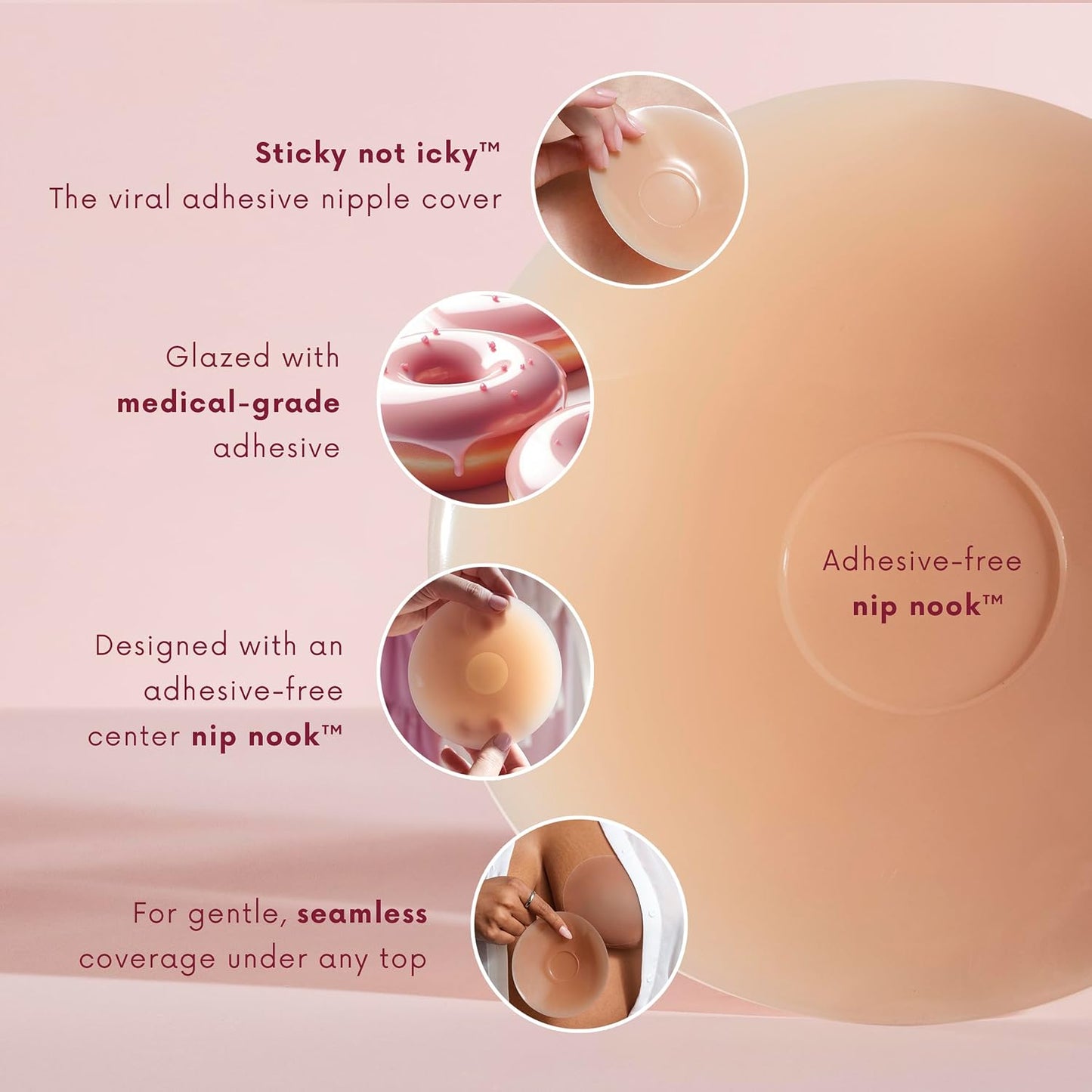 Sticky Circle Nipple Covers for Women - Adhesive-Free Comfort & Perfect Fit | CAKES Body®