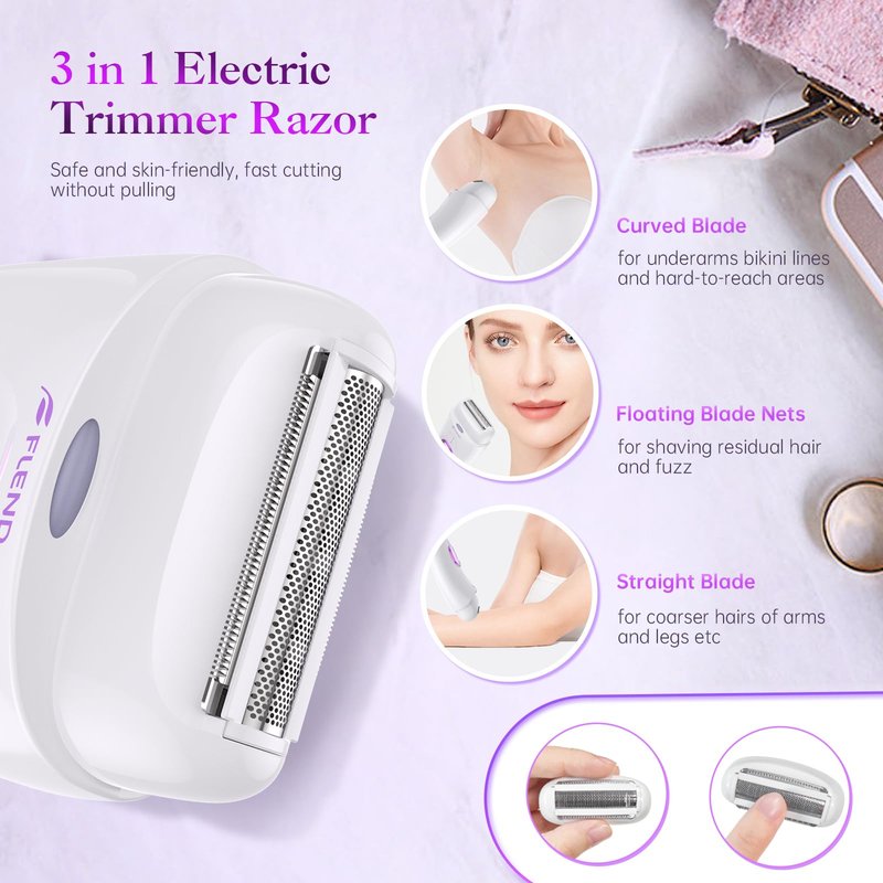 Epilator for Women, Cordless Facial Hair Removal Device with Shaver Head and Trimmer, Smooth Glide Epilators 2 Speeds & 36 Tweezers for Face Legs Arms Armpit Bikini