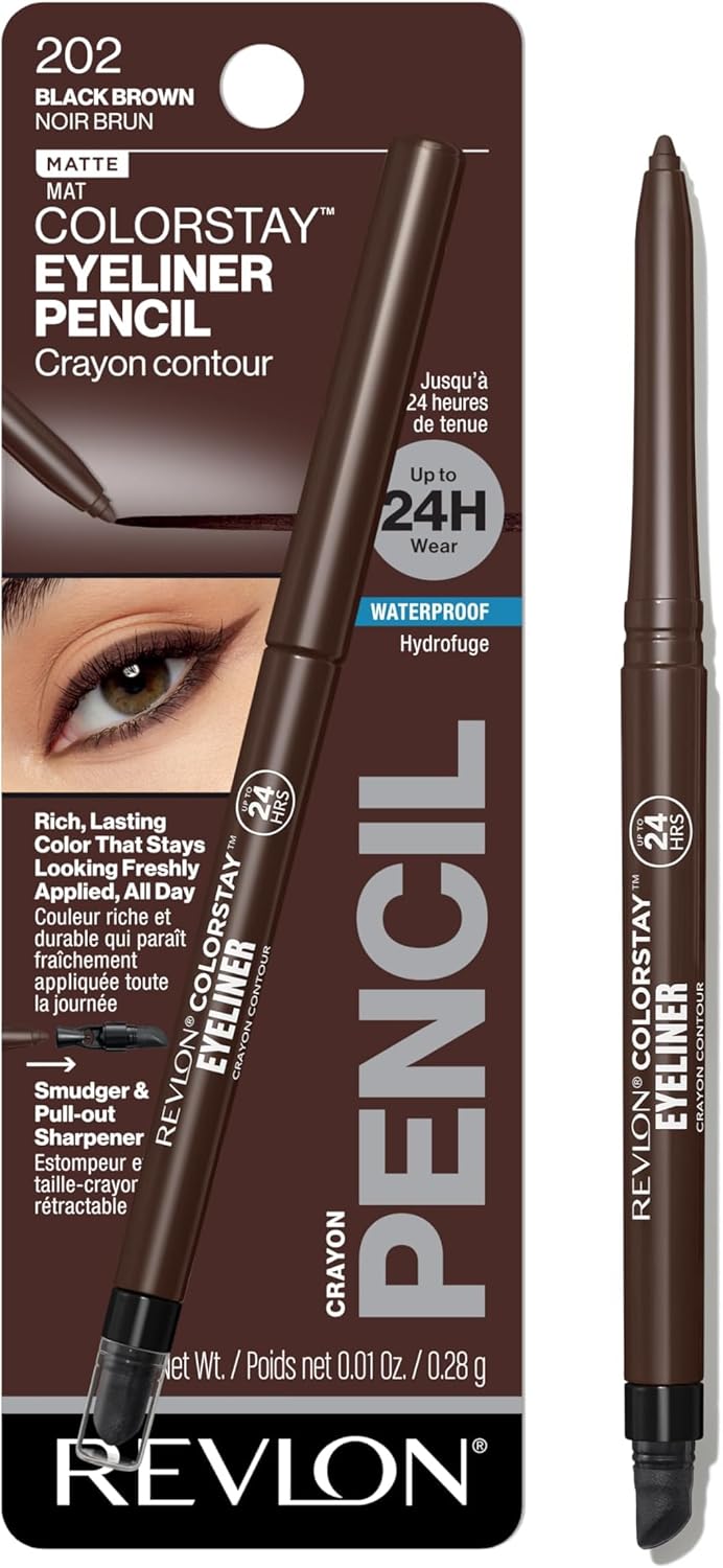 Revlon ColorStay Waterproof Eyeliner Pencil - Smudge-Proof Matte Finish, 203 Brown | 0.01 oz