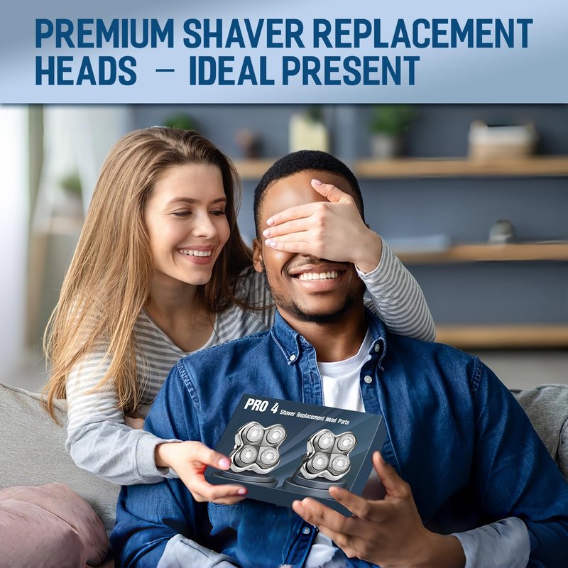 2 Pack Pro 4 Replacement Blades Compatible with Skull & Pitbulls Shaver Head Gold PRO, Silver PRO, Platinum PRO, Butterfly Kiss PRO | Floating 4 Heads Electric Razor Refills + 1 Cleaning Brush