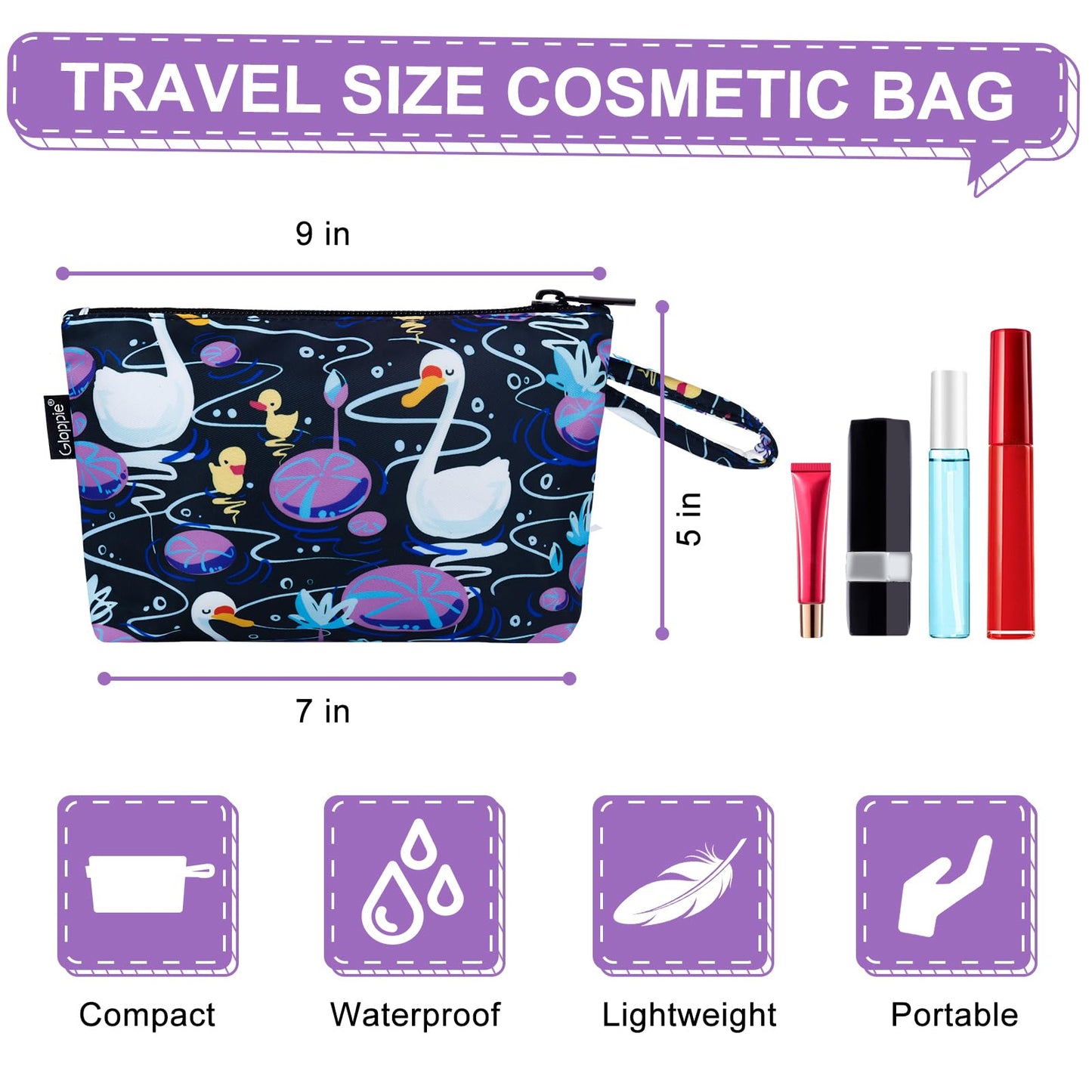 Gloppie Makeup Bag Cute Sunscreen Bag Travel Cosmetic Bag Must Have Purse Essentials Swans