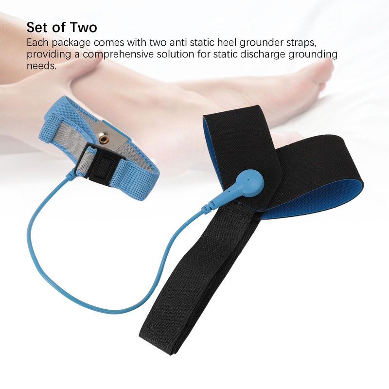 2 Pcs ESD One Size Fits All Anti Static Heel Grounder Straps, Adjustable ESD Shoes Straps with Buckle, Anti Static Foot Heel Straps for Grounding and Protecting Electronics Against Electric Shock