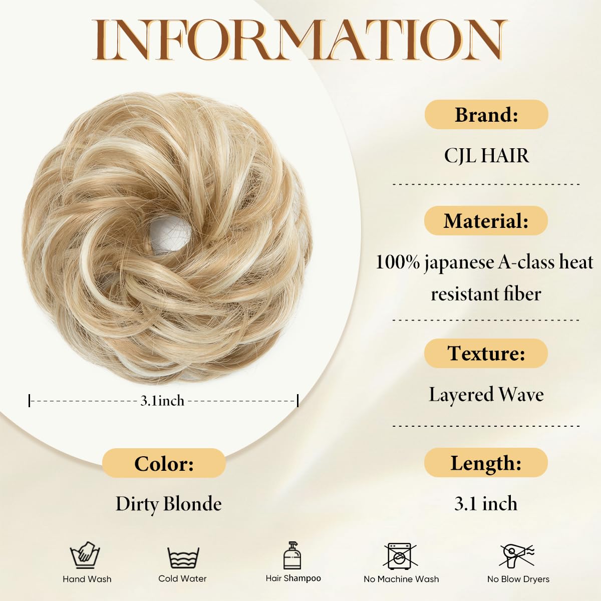 Small Messy Bun Hair Pieces for Women - Synthetic Curly Mini Scrunchies | 2PCs, Dirty Blonde