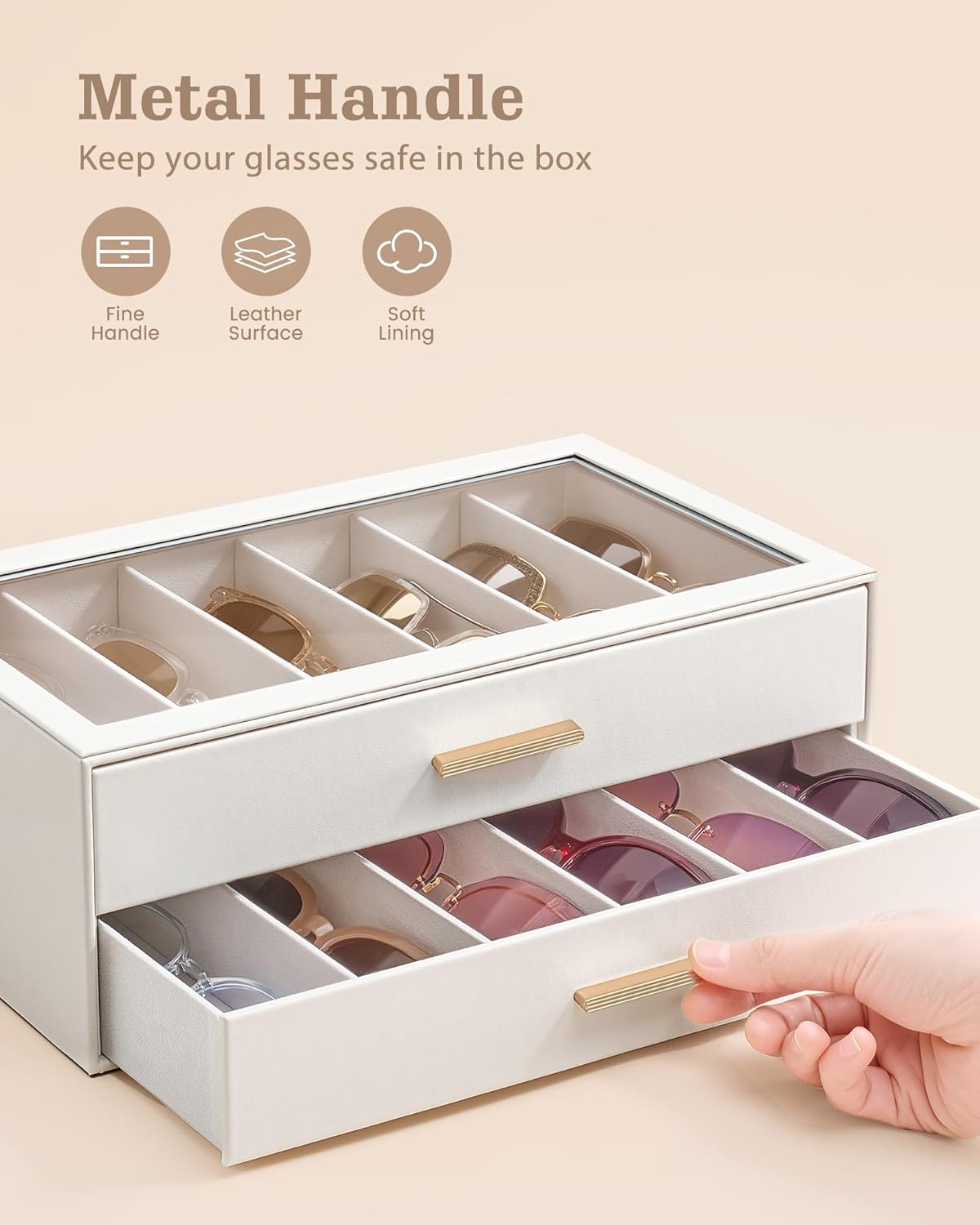 Sunglasses Storage Box for Women - Clear Top Eyewear Organizer Case | Stylish Display Holder