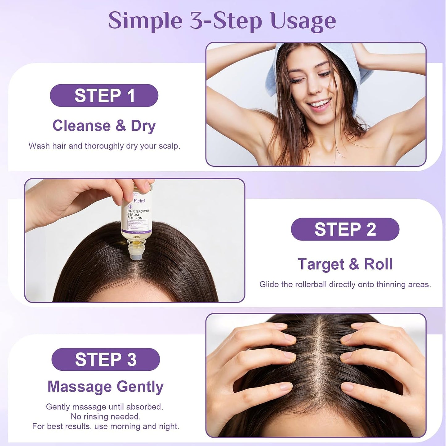 Rosemary Hair Growth Serum Roll-On - Biotin & Caffeine for Thicker Hair | 1 Fl Oz (Pack of 2)
