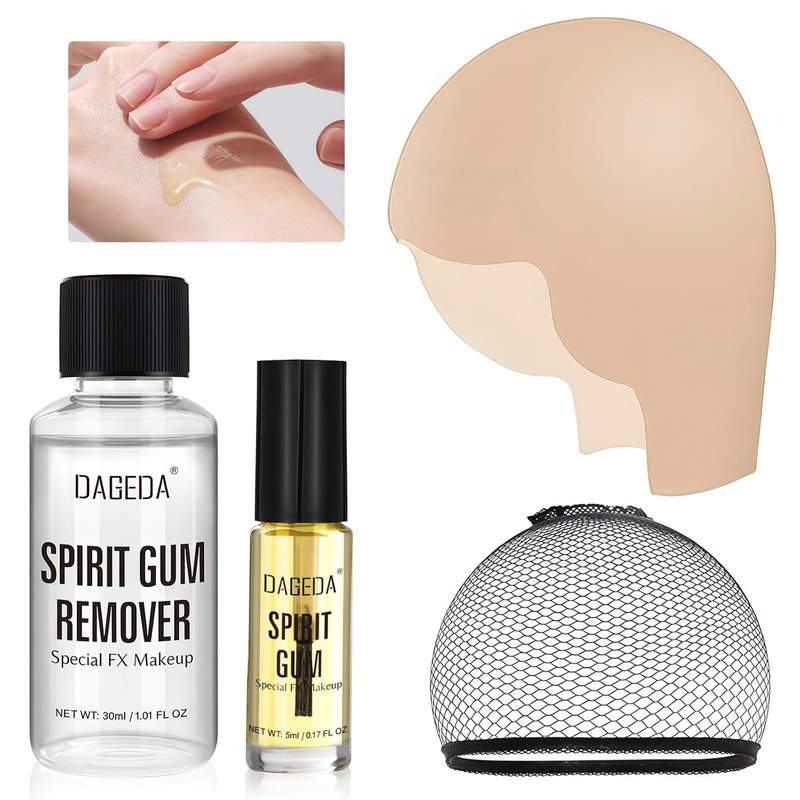 Realistic Latex Bald Cap - Halloween SFX Makeup Kit with Spirit Gum & Remover | Adult Cosplay Costume Set