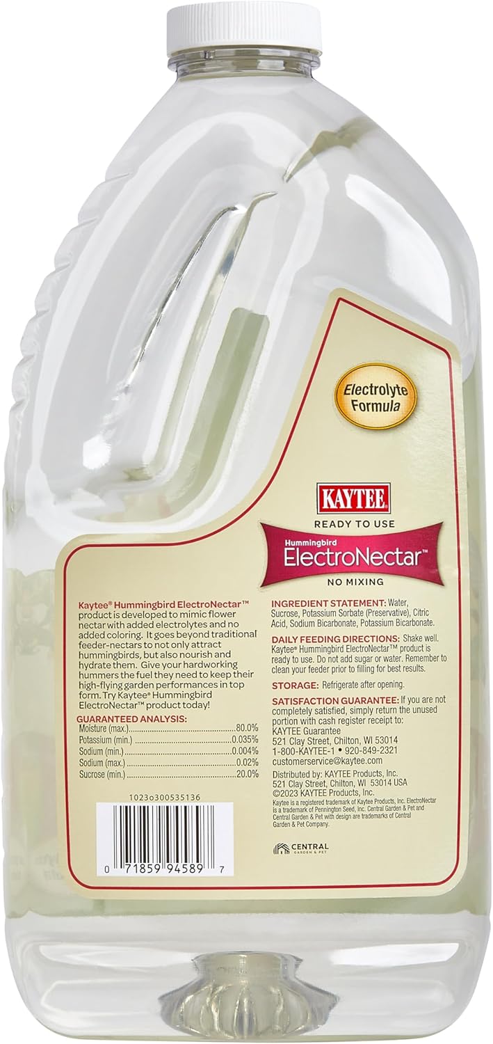 Hummingbird ElectroNectar Wild Bird Food - Ready to Use, 64 Oz | Ideal For Attracting Birds