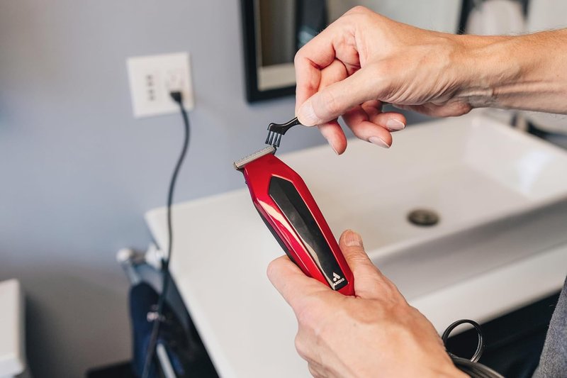 Andis Ultra Clip Corded Clipper & Trimmer Combo Kit - 15-Piece Set, Stainless Steel Blades, Whisper Quiet, Red