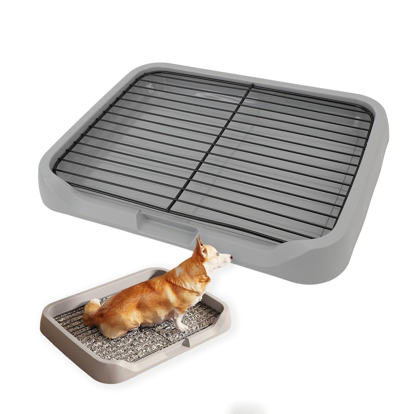 Dog Potty Tray, Indoor Mesh Dog Litter Box, Toilet Pee Pad Holder Puppy Training Tray, Removable Stable Structure Pet Training Pads for Small and Medium Dogs