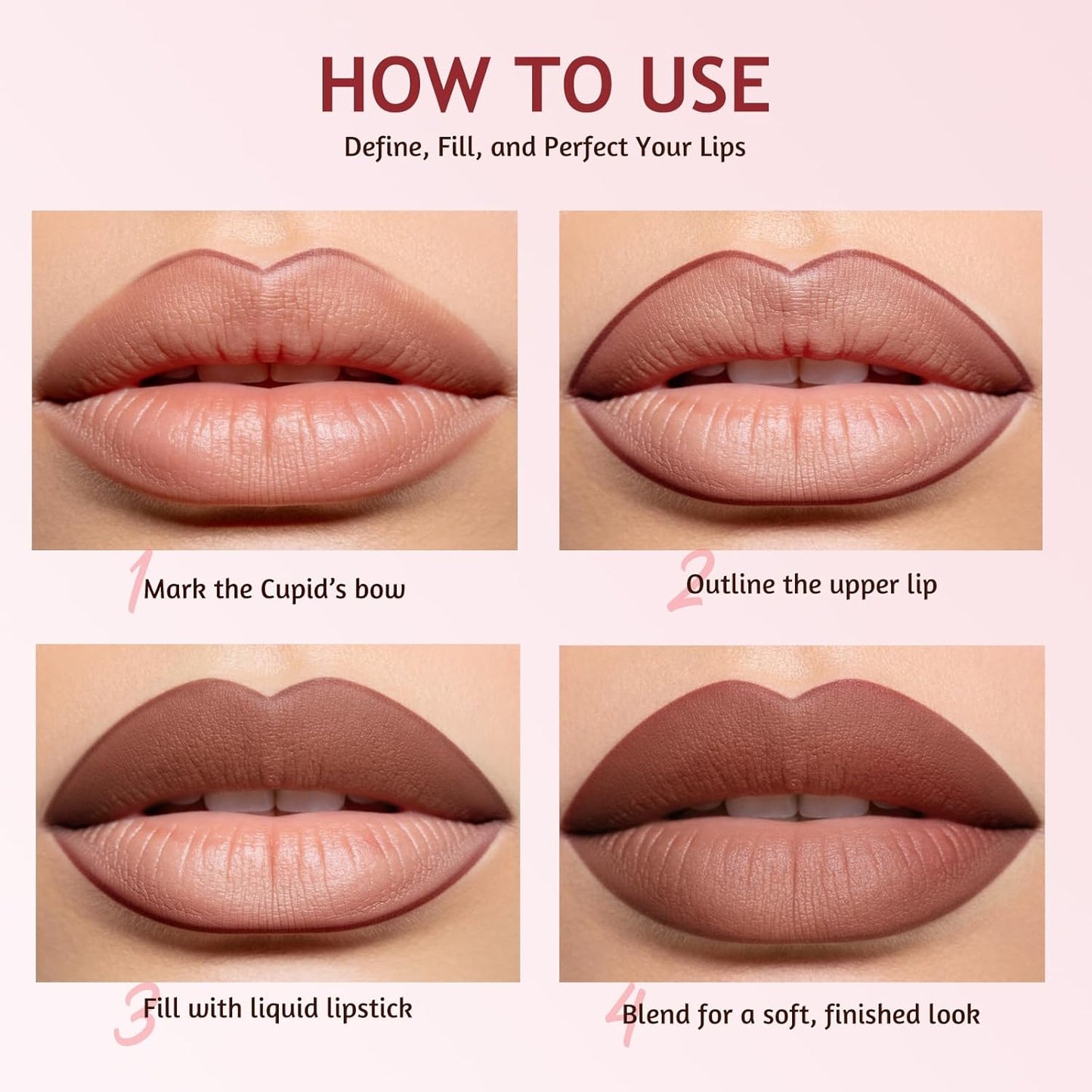 Matte Lip Liner & Liquid Lipstick Set - Velvety Nude Waterproof Long Wear | 8 Pcs High Pigment Makeup Gift Set