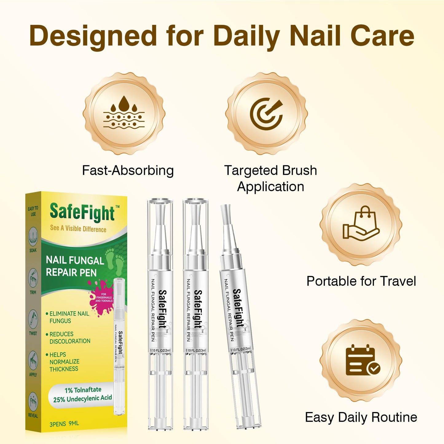 Toenail Fungus Treatment ExtraStrength - Nail Repair for DamagedNails, Nail Repair with 25% UndecylenicAcid & Tolnaftate, Toenail FungusTreatment for Fungal ToenailFingernails & Athletes Foot 3PCS