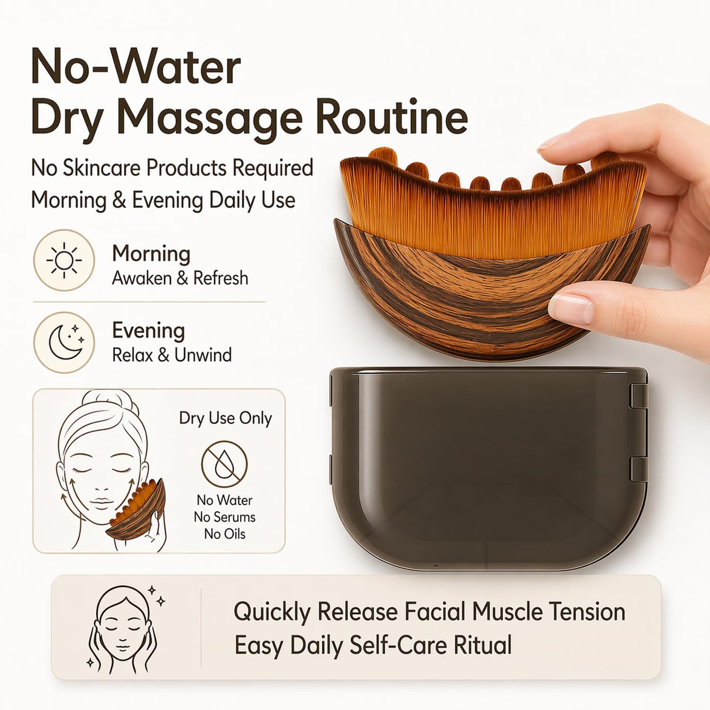 Nuvetra Lymphatic Brush - Lift & Glow Sculpting Tool for Enhanced Skin Absorption & Radiance