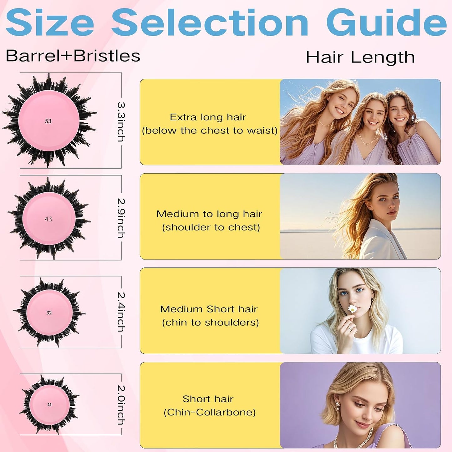 Large Round Hair Brush - Nano Thermal Ceramic & Ionic Technology for Blowouts | Ideal for Long Thick Hair (3.3 Inch Barrel)