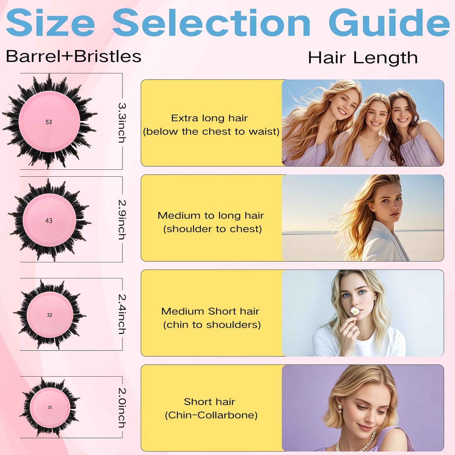 CXTYO Round Brush for Blow Out, Large Round Hair Brush Nano Thermal Ceramic & Ionic Tech, Best for Long Thick Hair(3.3 Inch, Barrel 2.1 Inch)